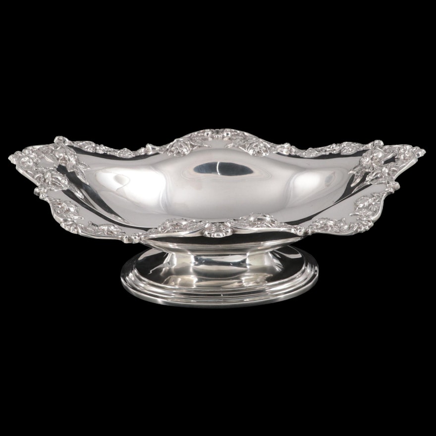 Frank M Whiting "Talisman Rose" Sterling Silver Footed Serving Bowl, Mid-20th C.