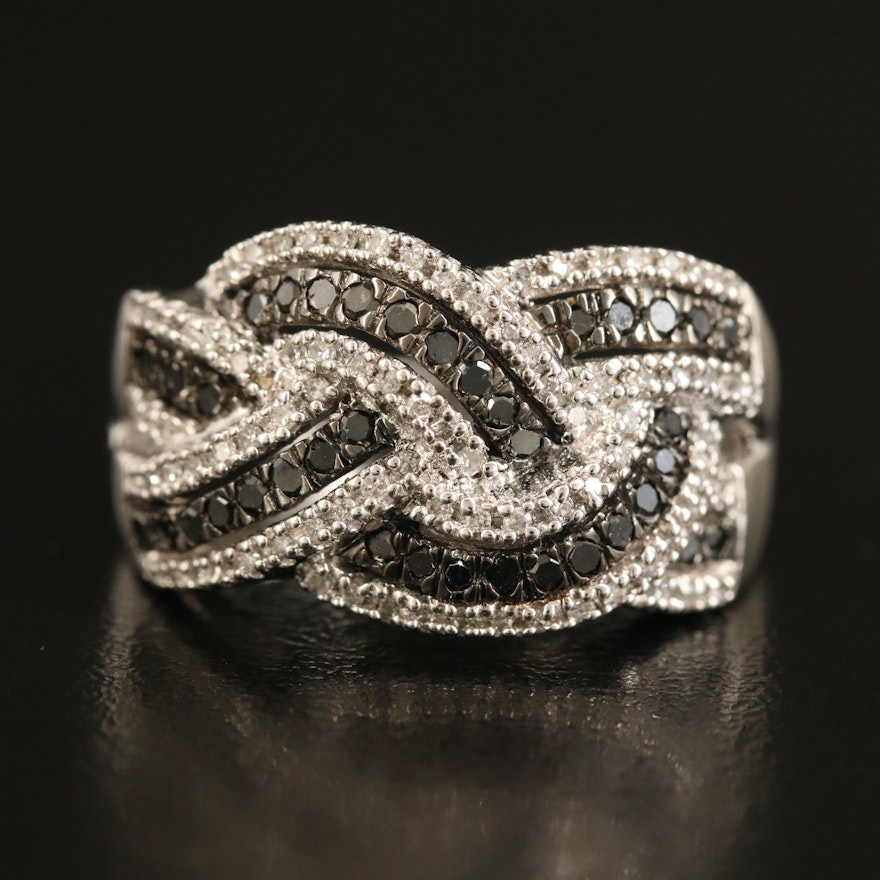 Sterling Diamond Woven Ring