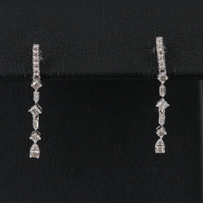 Sterling Diamond Drop Earrings