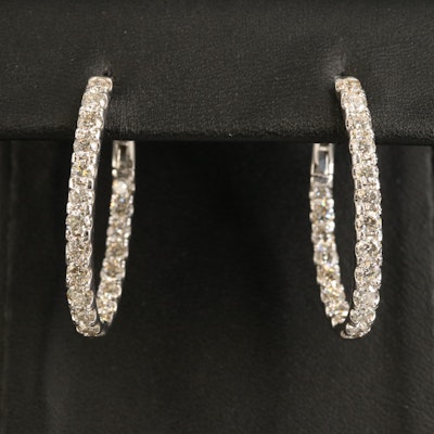 14K 3.40 CTW Diamond Inside-Out Hoop Earrings