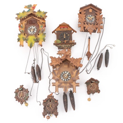 German Traditional Style Cuckoo Clocks with Other Miniature Cuckoo Clocks
