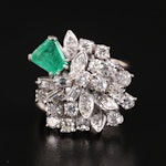 Vintage 10K Emerald and 1.14 CTW Diamond Cluster Ring
