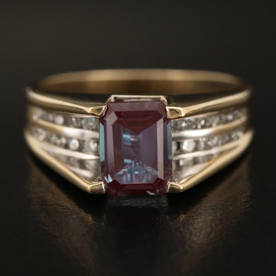 10K Alexandrite and Diamond Ring