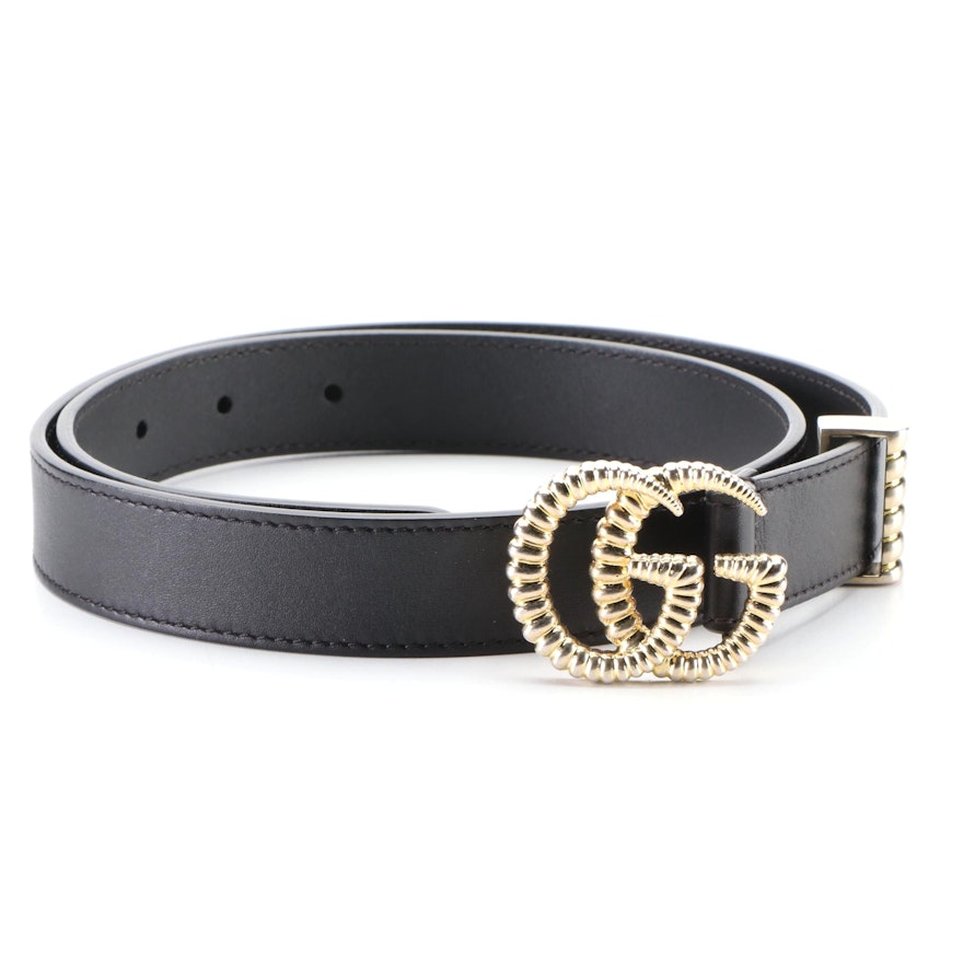 Gucci GG Torchon 25mm Belt in Black Calfskin Leather