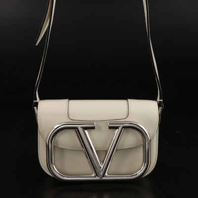 Valentino Small Supervee Crossbody Bag in White Patent Leather