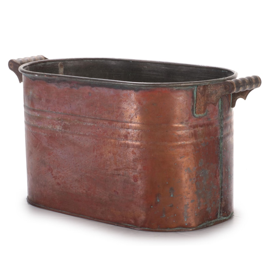 Tin-Lined Copper Boiler Wash Tub, Late 19th Century