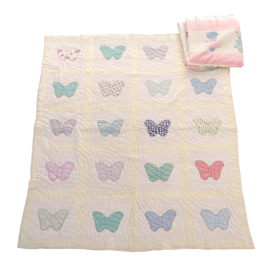 Handmade Appliqué "Sunbonnet Sue" and "Butterfly" Quilts