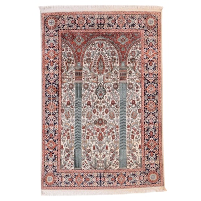 4'2 x 6'6 Hand-Knotted Indo-Turkish Ghiordes Prayer Rug