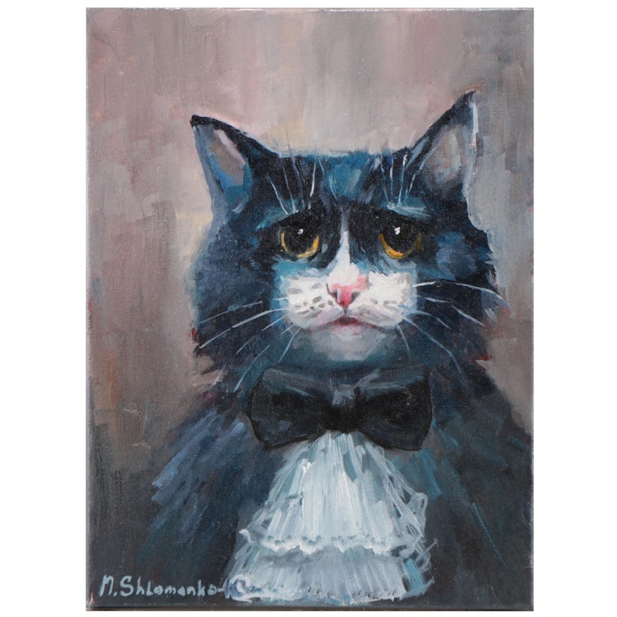 Nataliya Shlomenko Oil Painting "Cat With a Bow"