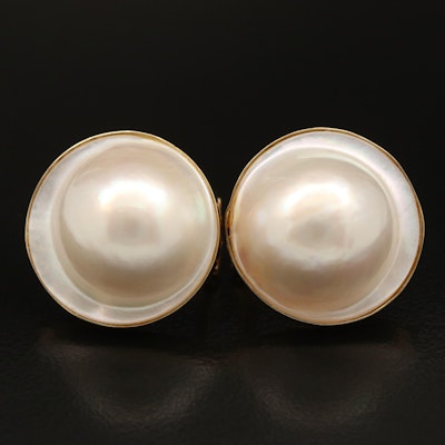 14K 18.50 mm Round Mabé Pearl Earrings