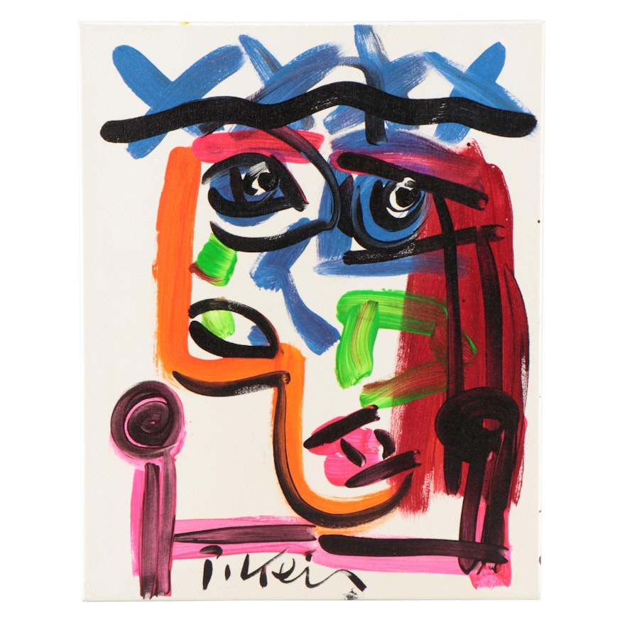 Peter Keil Abstract Portrait Acrylic Painting "My Friend Pablo Picasso"