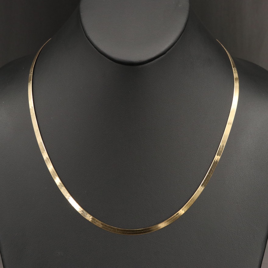 Italian 10K Herringbone Necklace