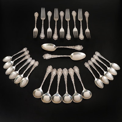RM & S Sterling Silver Monogrammed Flatware and Serving Spoons