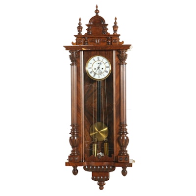Gustav Becker Walnut Regulator Wall Clock, Early 20th Century