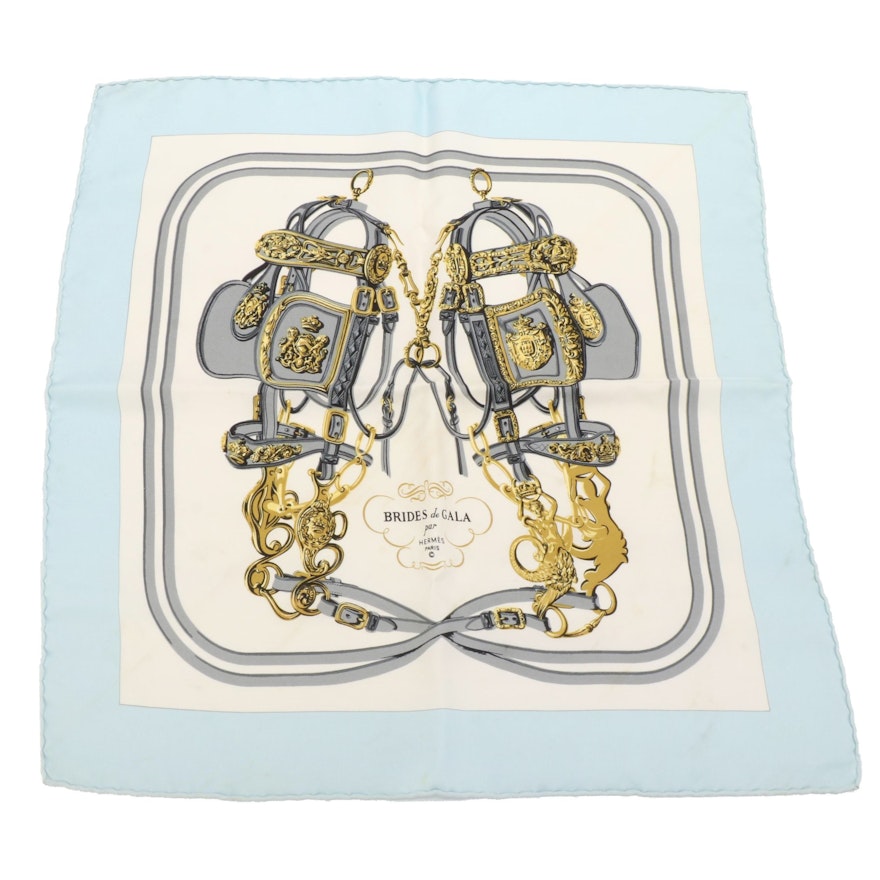 Hermès "Brides de Gala" 40cm Printed Silk Pocket Scarf with Box
