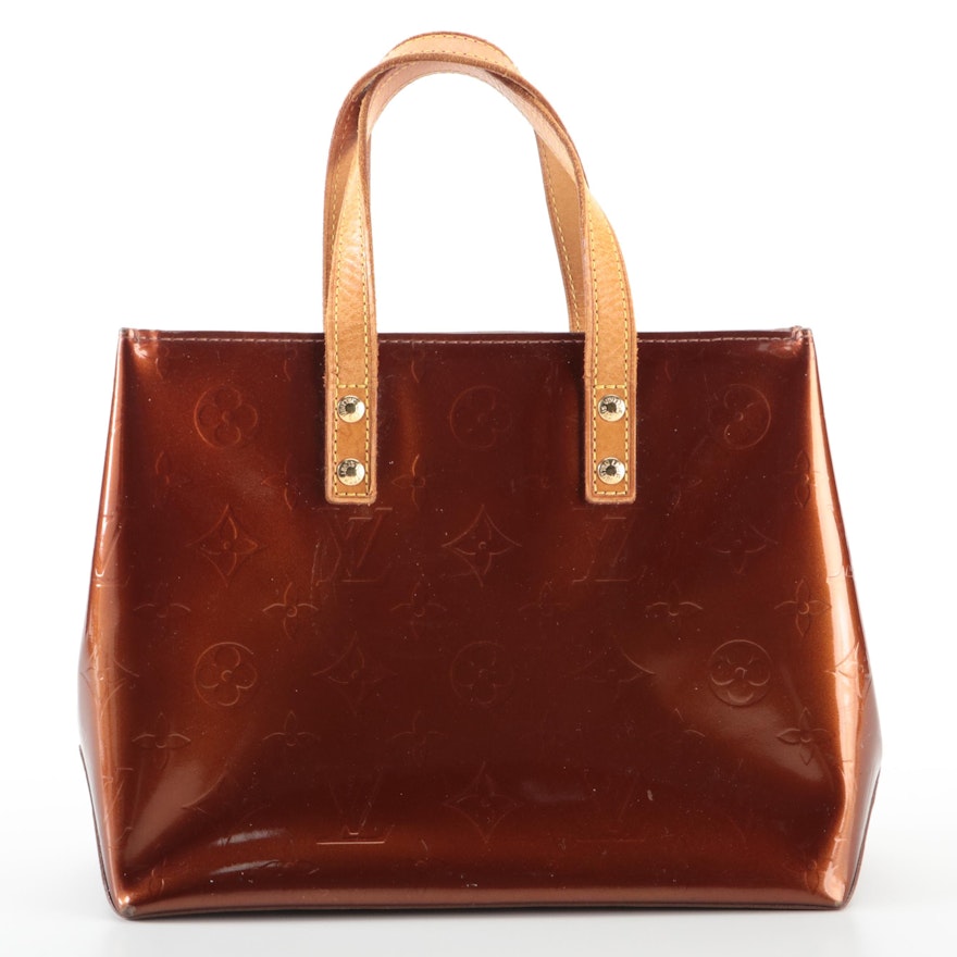 Louis Vuitton Reade PM Tote Bag in Bronze Monogram Vernis and Vachetta Leather