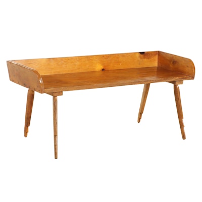 American Primitive Pine and Oak Bucket Bench, 19th Century and Adapted