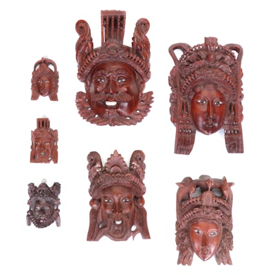 Hand-Carved Wooden Mask Wall Hangings