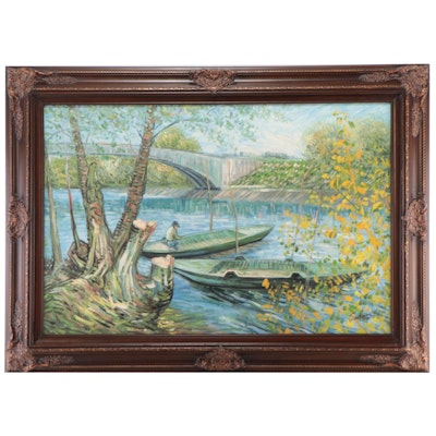Oil Painting After Vincent Van Gogh "Fishing in Spring, the Pont de Clichy"
