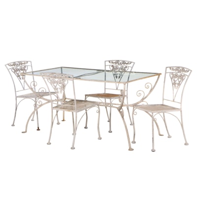 Wrought Iron Patio Dining Set with Glass Top