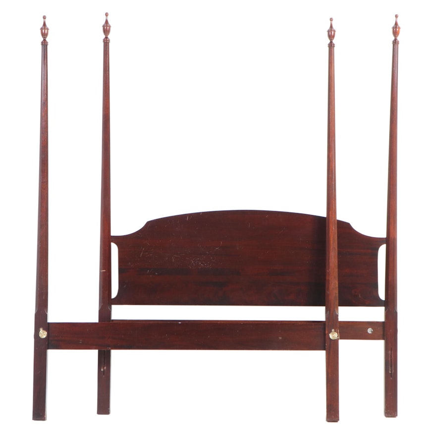 Federal Style Mahogany Queen Size Four-Post Bed Frame, Late 20th Century