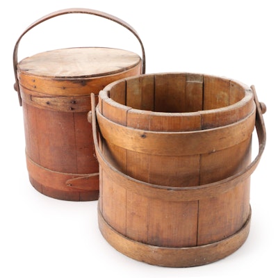 Primitive Wood Staved Buckets, Early to Mid-20th Century