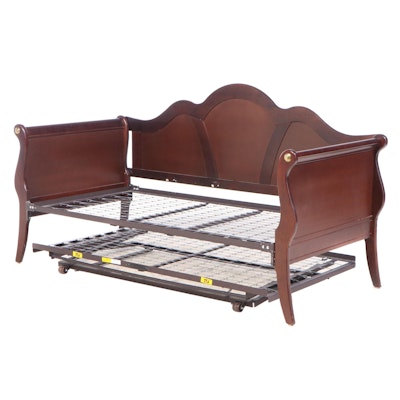 Empire Style Brass-Mounted Mahogany-Finish Daybed with Trundle