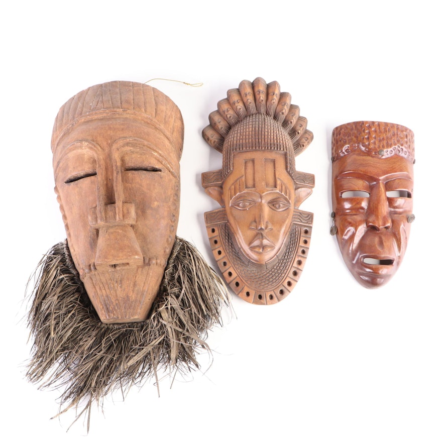 African Style Wood Masks, Late 20th Century