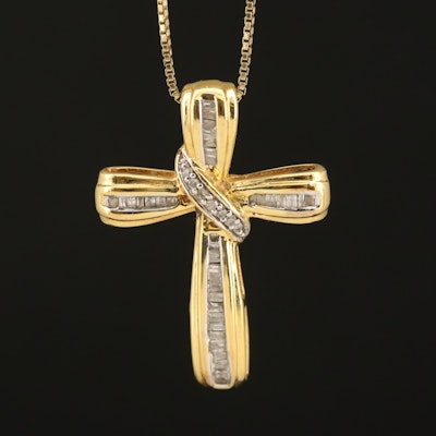 Sterling Diamond Cross Necklace