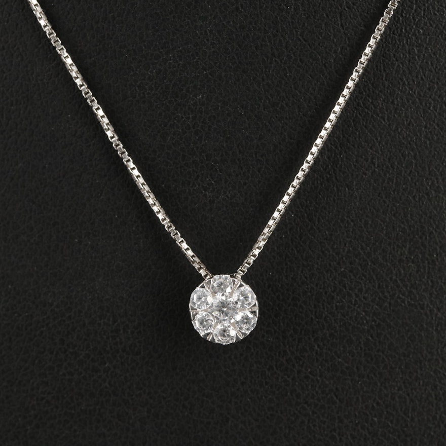 Sterling Cubic Zirconia Cluster Pendant Necklace