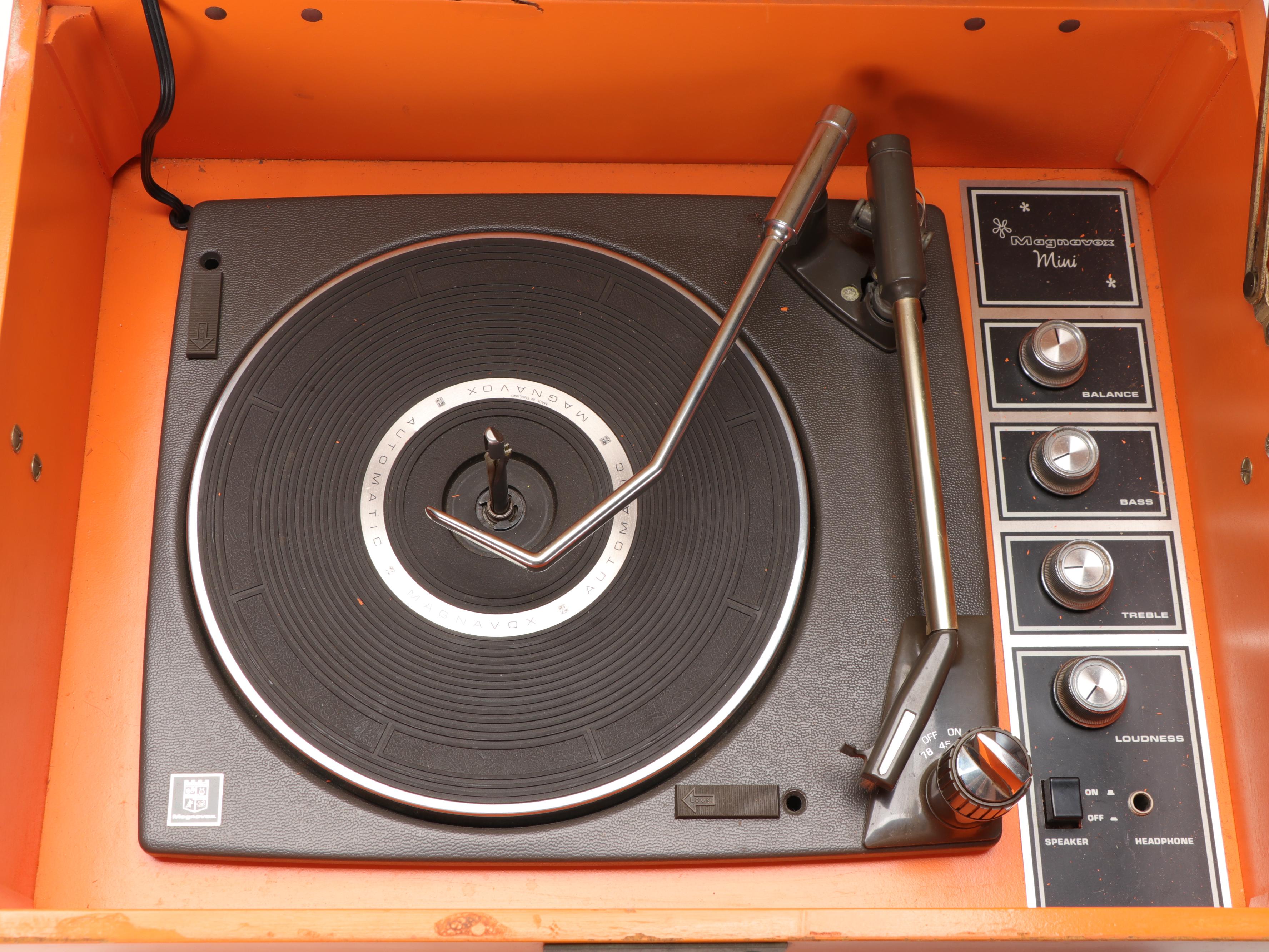 Magnavox Mini Portable Record Player with Records, Circa 1970s EBTH
