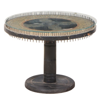 American Paint-Decorated Game Wheel Side Table, Early 20th Century and Adapted