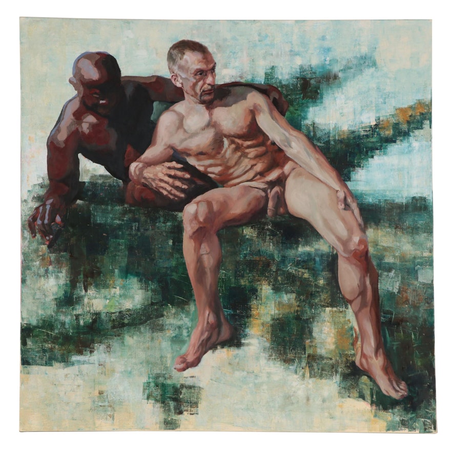 Kaz Ooka Oil Painting of Reclining Male Nudes