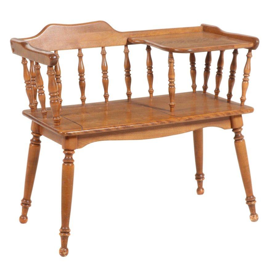 Ethan Allen Colonial Style Maple Telephone Bench, Mid to Late 20th Century