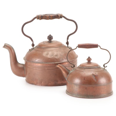 Copper Bale Handled Tea Kettles