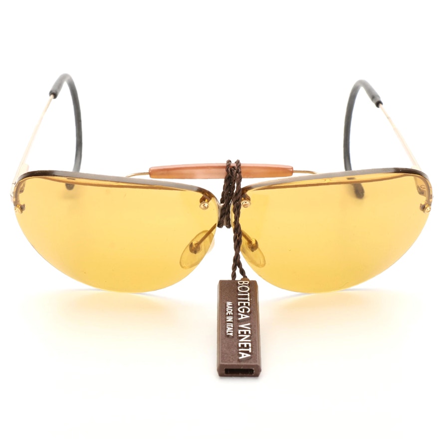 Bottega Veneta 55808 Double Bridge Rimless Aviator Sunglasses