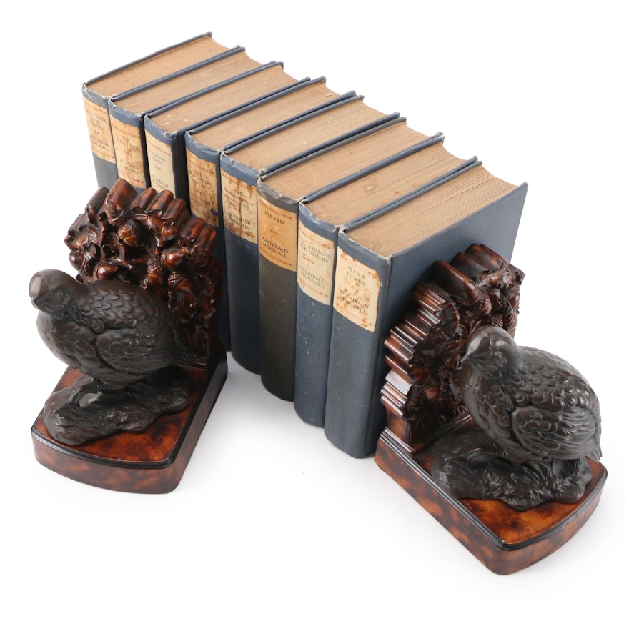 "The Works of Archibald Marshall" Partial Set with Ok Casting Quail Bookends