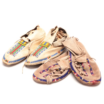 Native American Style Moccasins in Buckskin Leather