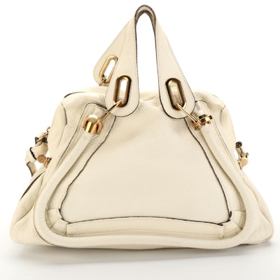 Chloé Paraty Two-Way Bag in White Grained Leather