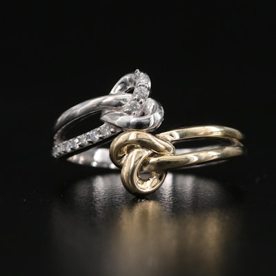 Sterling Double Knot Ring with 10K Accent