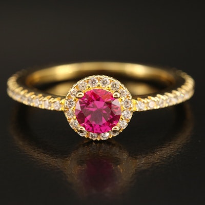 Sterling Ruby and Cubic Zirconia Halo Ring