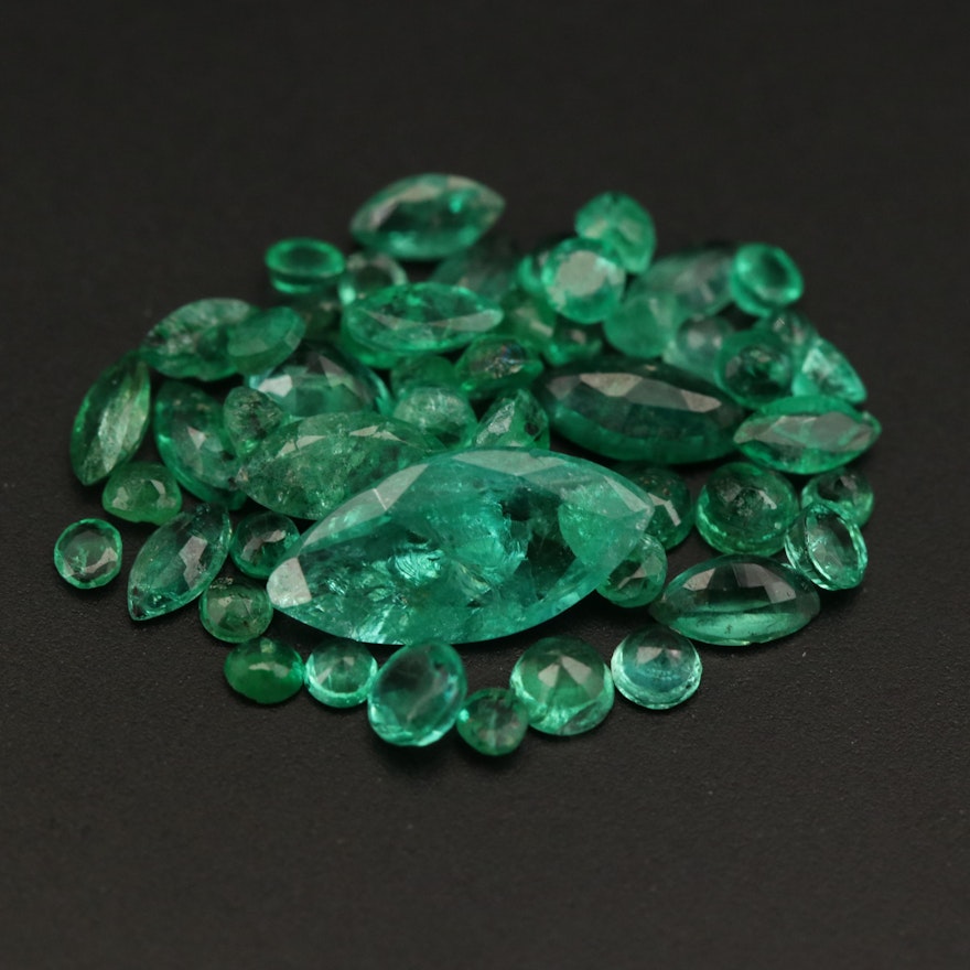 Loose 3.70 CTW Mixed Faceted Emerald