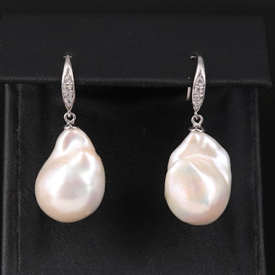 Sterling Pearl and Sapphire Earrings