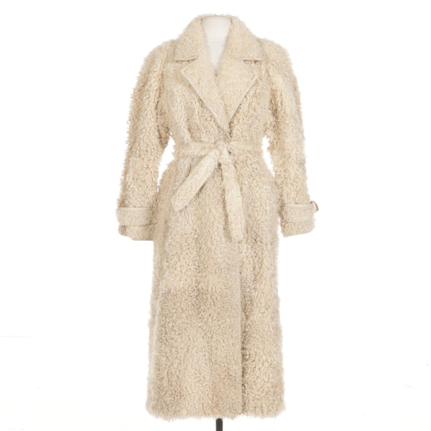 Curly Lamb and Leather Belted Coat by Anderson Fur