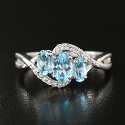 Sterling Sky Blue Topaz and Sapphire Ring