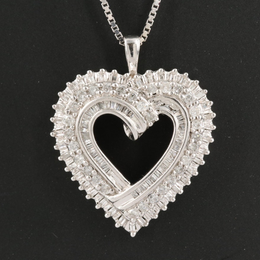 Italian 1.62 CTW Diamond Heart Pendant Necklace