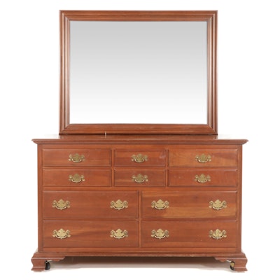 Ethan Allen Federal Style Cherry Dresser and Mirror, Late 20th Century