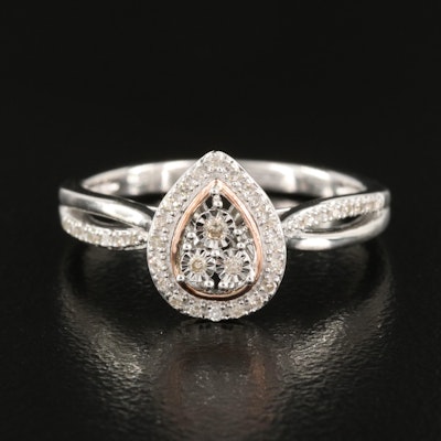 Sterling Diamond Teardrop Ring