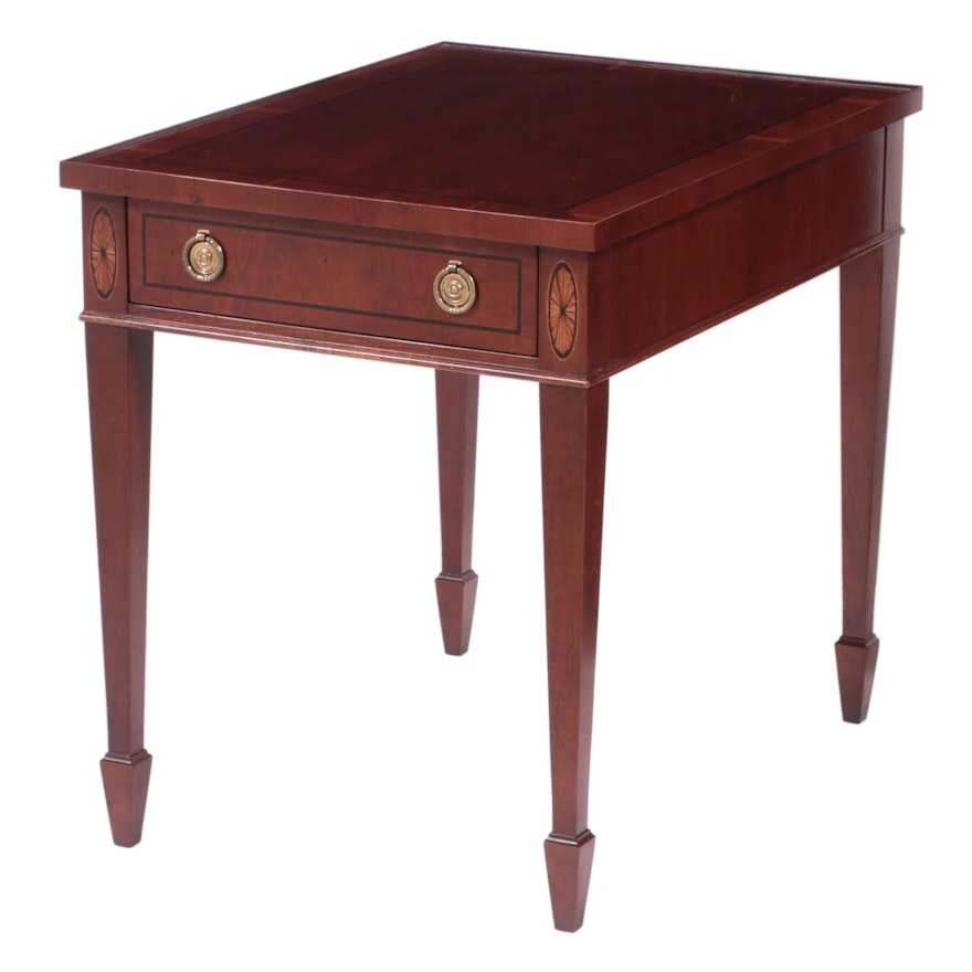 Hekman George III Style Yew, Cherrywood, and Marquetry Side Table