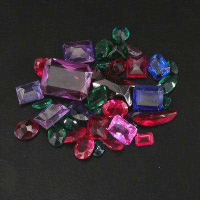 Loose Lab Grown Mixed Faceted Ruby, Sapphire and Emerald